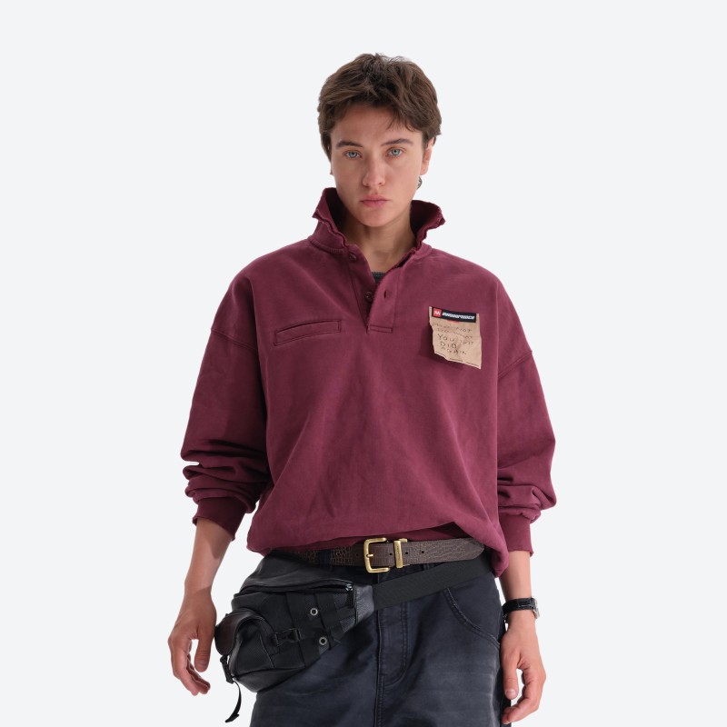 Referee‑style Polo‑collar Sweatshirt